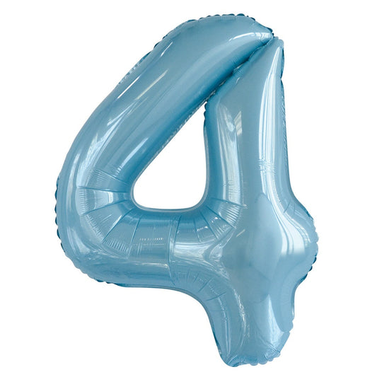 Powder Blue Number 4 Giant Numeral Foil Balloon 86CM (34") - NextParty