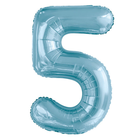 Powder Blue Number 5 Giant Numeral Foil Balloon 86CM (34") - NextParty