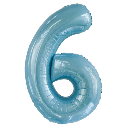 Powder Blue Number 6 Giant Numeral Foil Balloon 86CM (34") - NextParty