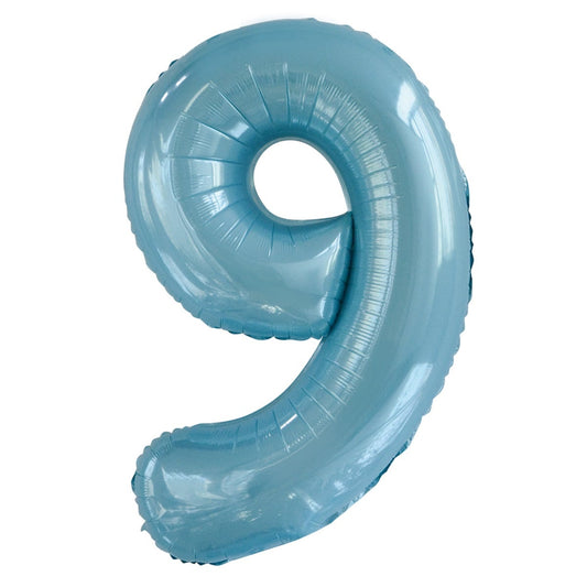 Powder Blue Number 9 Giant Numeral Foil Balloon 86CM (34") - NextParty