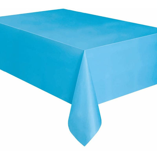 Powder Blue Rectangle Solid Colour Plastic Table Cover 137cm x 274cm - NextParty