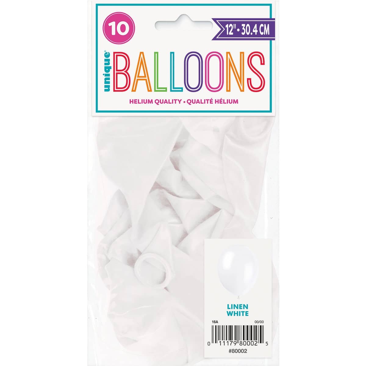 Premium Linen White Latex Balloons 30cm (12") 10pk - NextParty