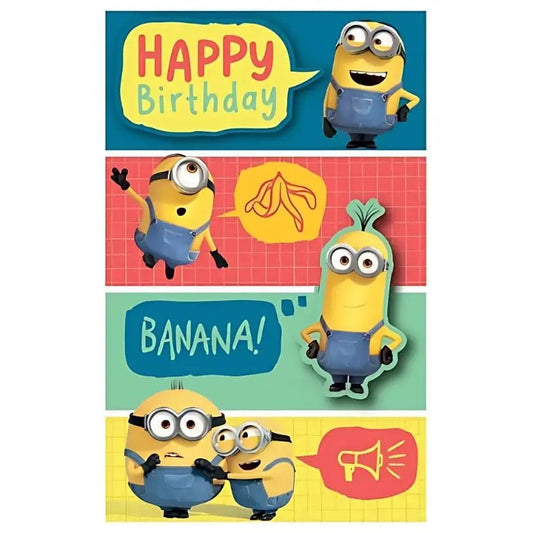 Premium Minions Birthday Card 12.5cm x 20cm With Yellow Envelope - NextParty