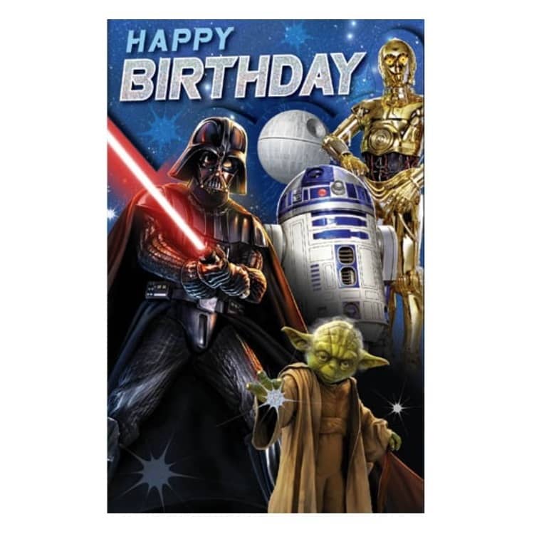 Premium Star Wars Birthday Card 12.5cm x 20cm With Blue Envelope - NextParty