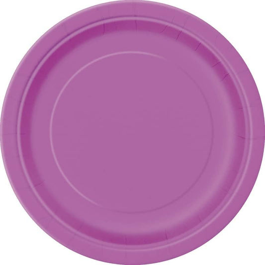 Pretty Purple Large Round Paper Plates 23cm (9") 8pk Solid Colour - NextParty