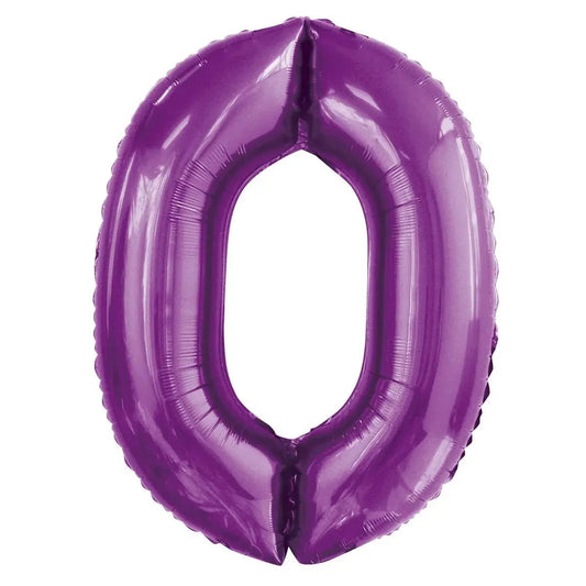 Pretty Purple Number "0" Giant Numeral Foil Balloon 86cm (34") - NextParty