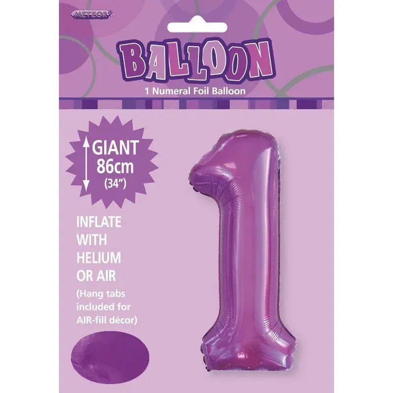 Pretty Purple Number "1" Giant Numeral Foil Balloon 86cm (34") - NextParty