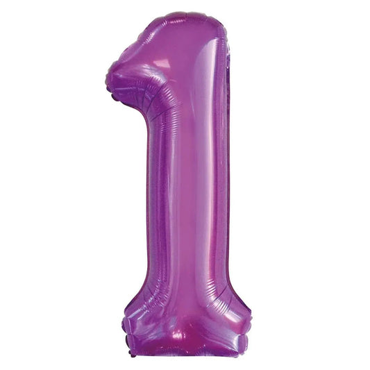 Pretty Purple Number "1" Giant Numeral Foil Balloon 86cm (34") - NextParty