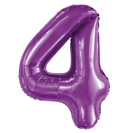 Pretty Purple Number "4" Giant Numeral Foil Balloon 86cm (34") - NextParty