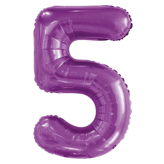 Pretty Purple Number "5" Giant Numeral Foil Balloon 86cm (34") - NextParty