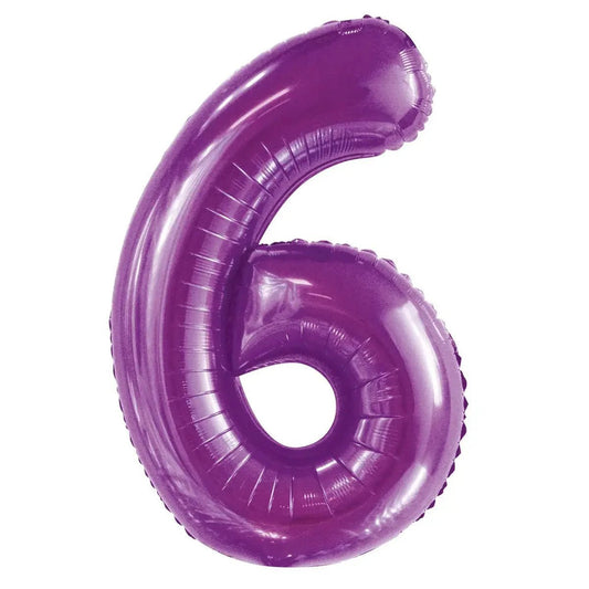 Pretty Purple Number "6" Giant Numeral Foil Balloon 86cm (34") - NextParty