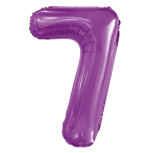 Pretty Purple Number "7" Giant Numeral Foil Balloon 86cm (34") - NextParty