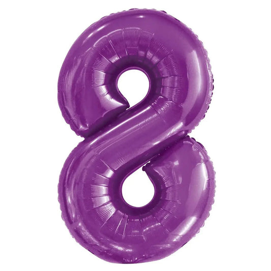 Pretty Purple Number "8" Giant Numeral Foil Balloon 86cm (34") - NextParty