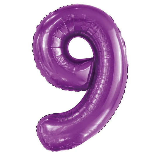 Pretty Purple Number "9" Giant Numeral Foil Balloon 86cm (34") - NextParty