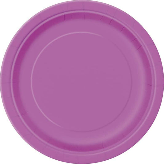 Pretty Purple Small Round Paper Plates 18cm (7") 8pk Solid Colour - NextParty