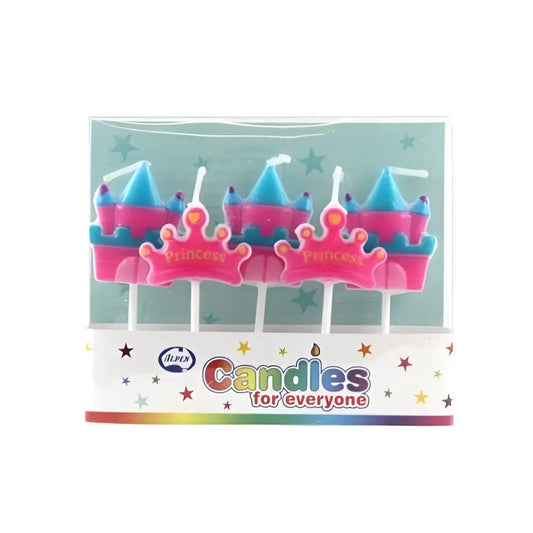 Princess Crown & Castle Small Pick Candles 5pk - NextParty