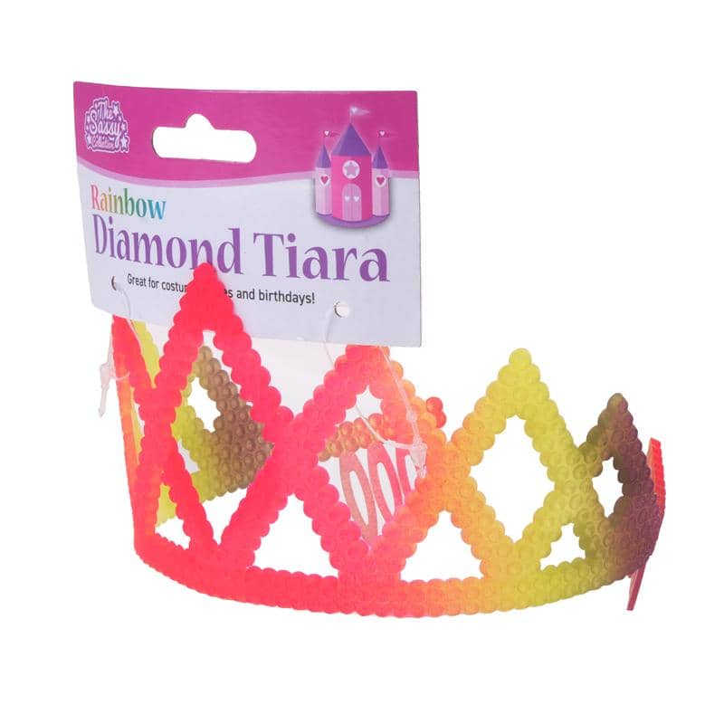 Princess Diamond Plastic Tiara 1pc Rainbow Coloured - NextParty