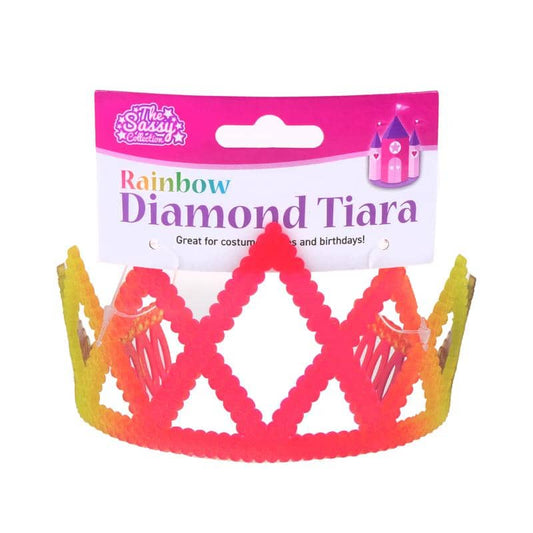 Princess Diamond Plastic Tiara 1pc Rainbow Coloured - NextParty