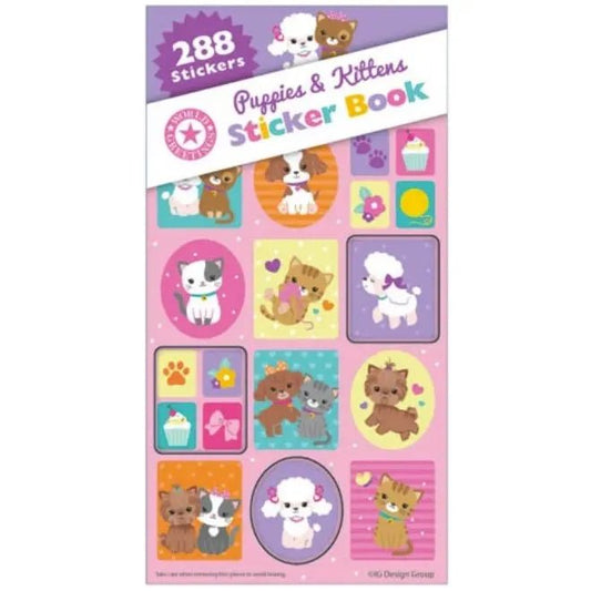 Puppies Kittens Sticker Book 288pk (12 Sheets) Party Favours - NextParty