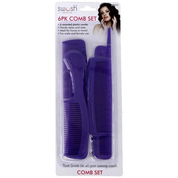 Purple Plastic Comb Set 6pk - NextParty