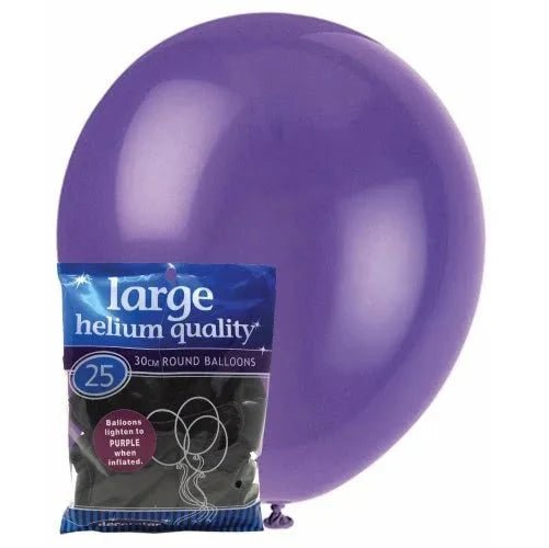 Purple Solid Colour Latex Balloons 30cm (12") 25pk - NextParty