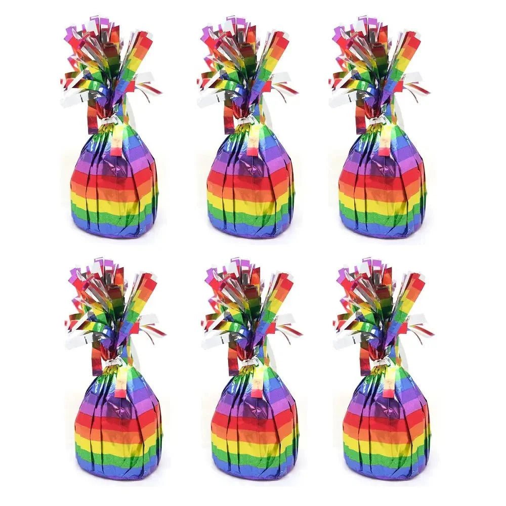 Rainbow Foil Balloon Weights 6pk - NextParty