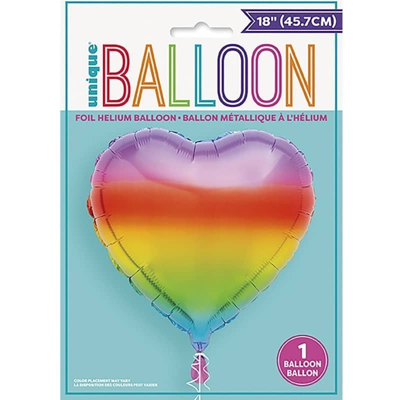 Rainbow Heart Shape Foil Balloon 45CM (18") - NextParty