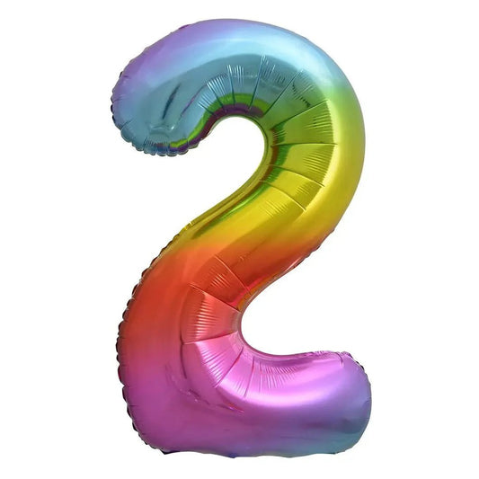 Rainbow Number 2 Giant Numeral Foil Balloon 86CM (34") - NextParty