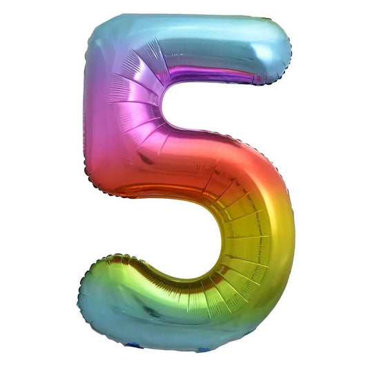 Rainbow Number 5 Giant Numeral Foil Balloon 86CM (34") - NextParty