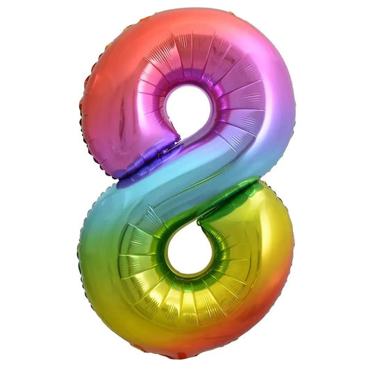 Rainbow Number 8 Giant Numeral Foil Balloon 86CM (34") - NextParty