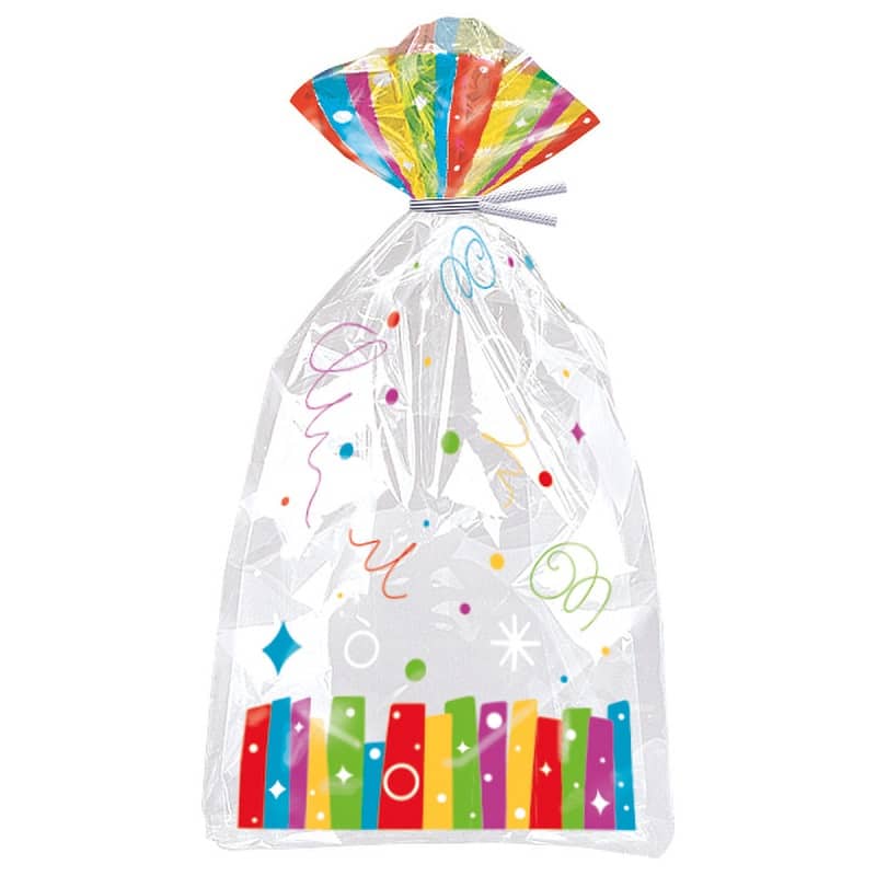 Rainbow Ribbons Cello Bags 20pk 28cm x 13cm (11" x 5") - NextParty