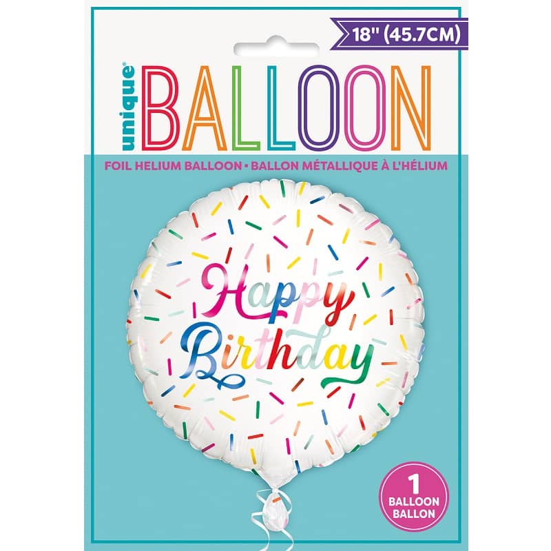 Rainbow Sprinkles Happy Birthday Foil Balloon 45cm (18") - NextParty