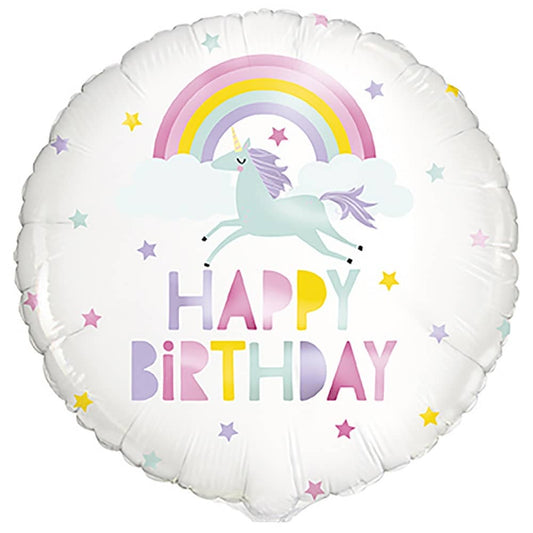 Rainbow Unicorn Happy Birthday Foil Balloon 45cm (18") - NextParty