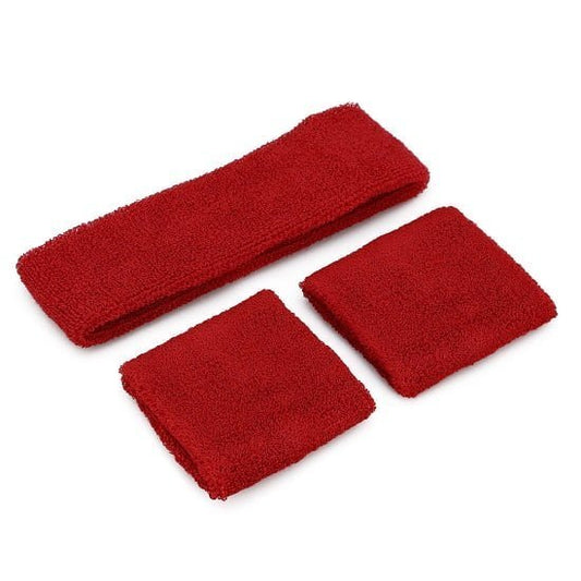 Red 80'S Cotton Wristbands Headband Sweatbands Set - NextParty