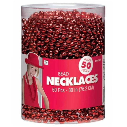 Red Bead Necklaces (Bulk Pack Of 50) - NextParty