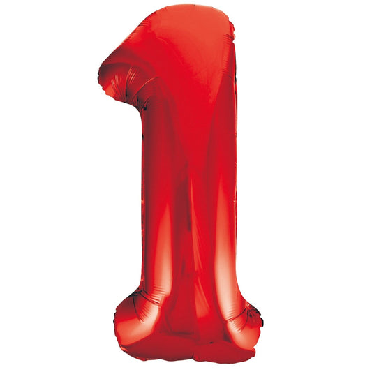 Red Number 1 Giant Numeral Foil Balloon 86cm (34") - NextParty