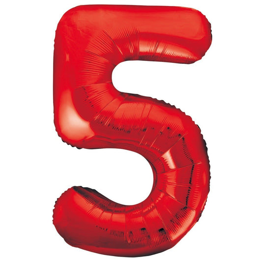 Red Number 5 Giant Numeral Foil Balloon 86cm (34") - NextParty