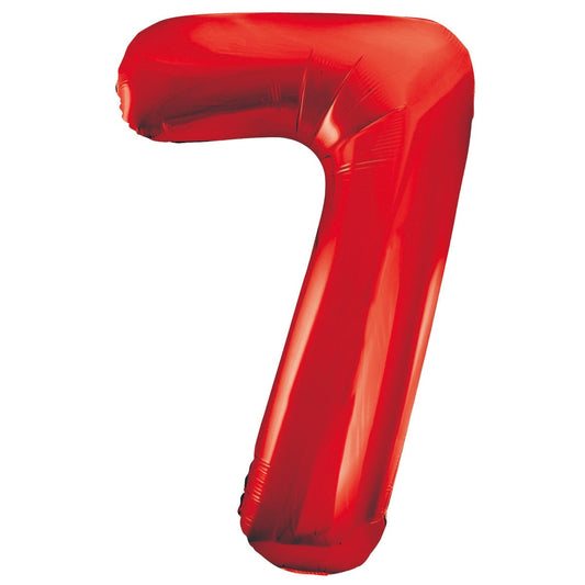 Red Number 7 Giant Numeral Foil Balloon 86cm (34") - NextParty