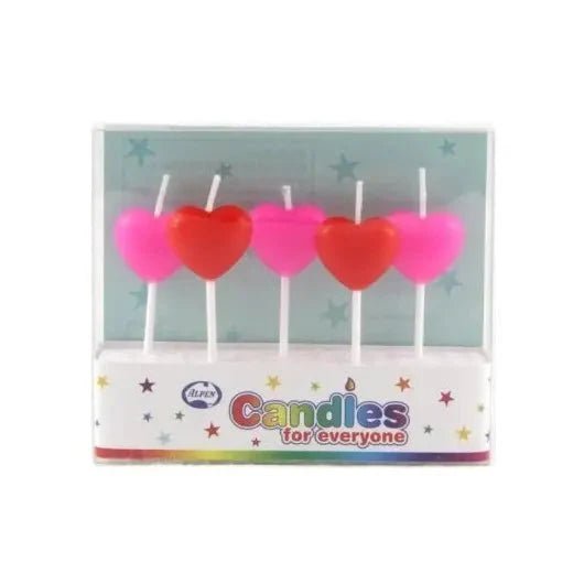 Red & Pink Hearts Small Pick Candles 5pk - NextParty