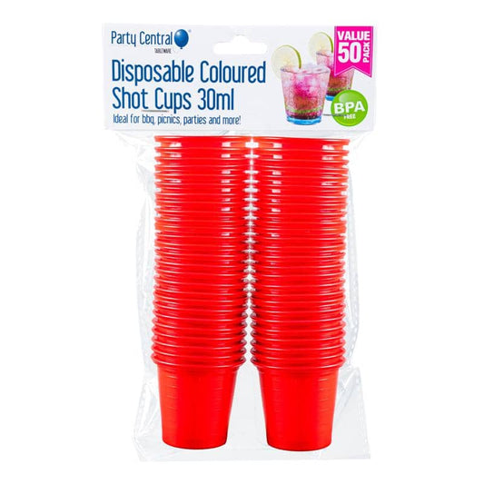 Red Plastic Shot Glasses 30ml 50pk Drinkware - NextParty