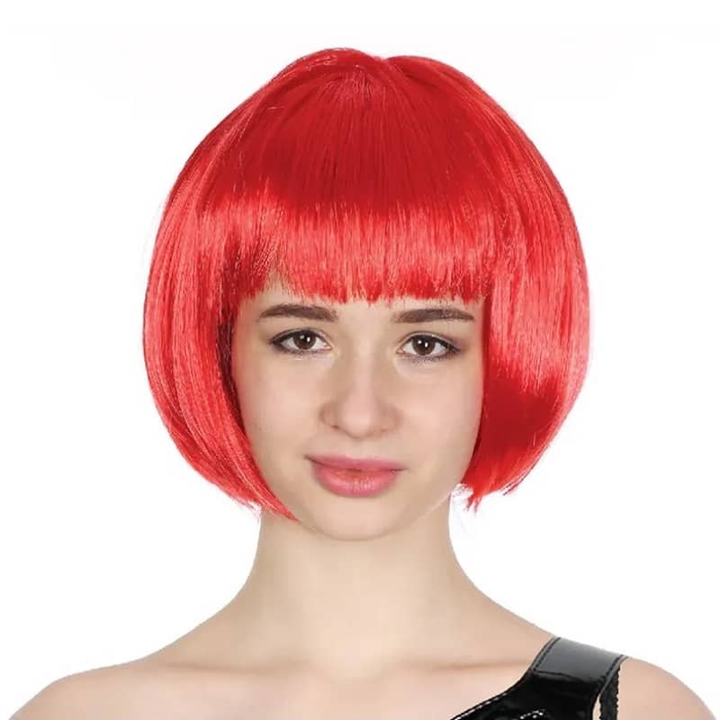 Red Short BOB Wig With Fringe - NextParty