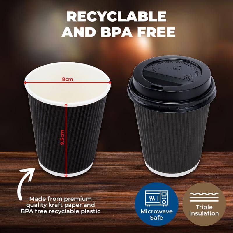 Regular Coffee Cups 230ml (8oz) 8pk With Lids - NextParty