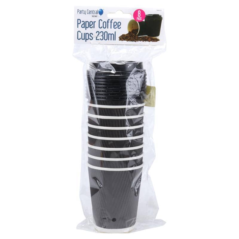 Regular Coffee Cups 230ml (8oz) 8pk With Lids - NextParty