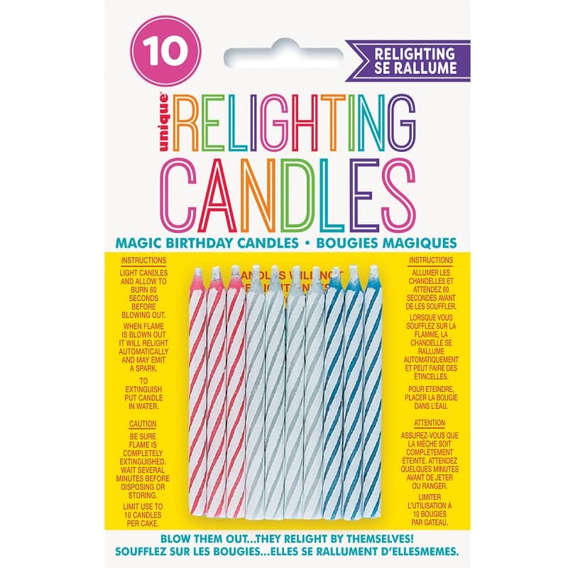 Relighting Magic Spiral Candles 10pk Multi - coloured - NextParty