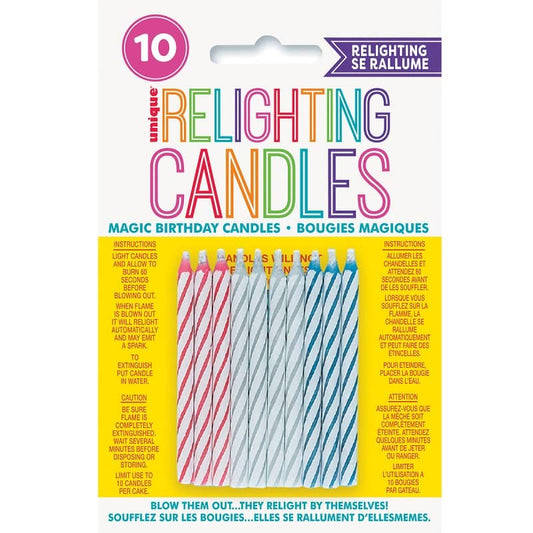 Relighting Magic Spiral Candles 10pk Multi - coloured - NextParty