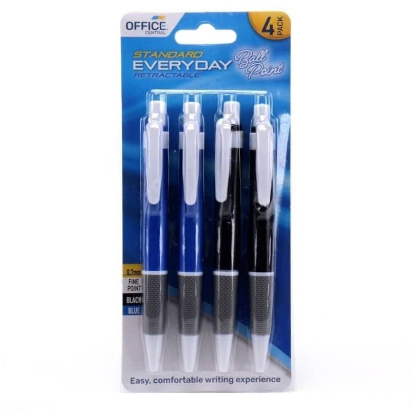 Retractable Ballpoint Pens 4pk Black And Blue Ink Colour - NextParty