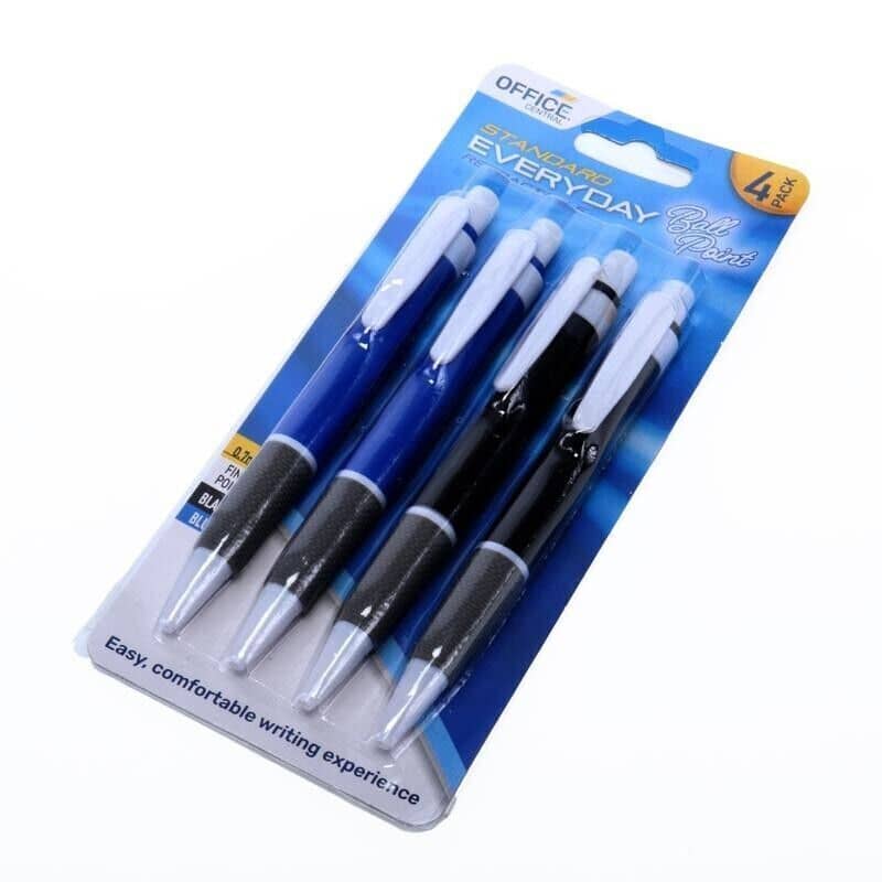 Retractable Ballpoint Pens 4pk Black And Blue Ink Colour - NextParty