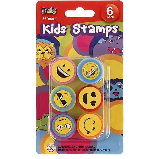 Reward Stamps 6pk Smiley Faces Toys Art Craft Party Favours - NextParty