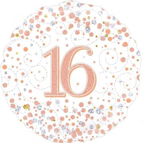 Rose Gold 16th Birthday Foil Prismatic Balloon 45cm (18") - NextParty