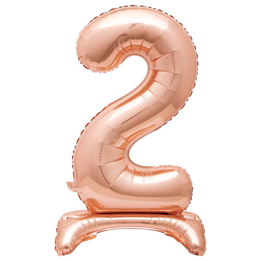 Rose Gold "2" Giant Standing Numeral Foil Balloon 76cm (30") Air Filled Only - NextParty